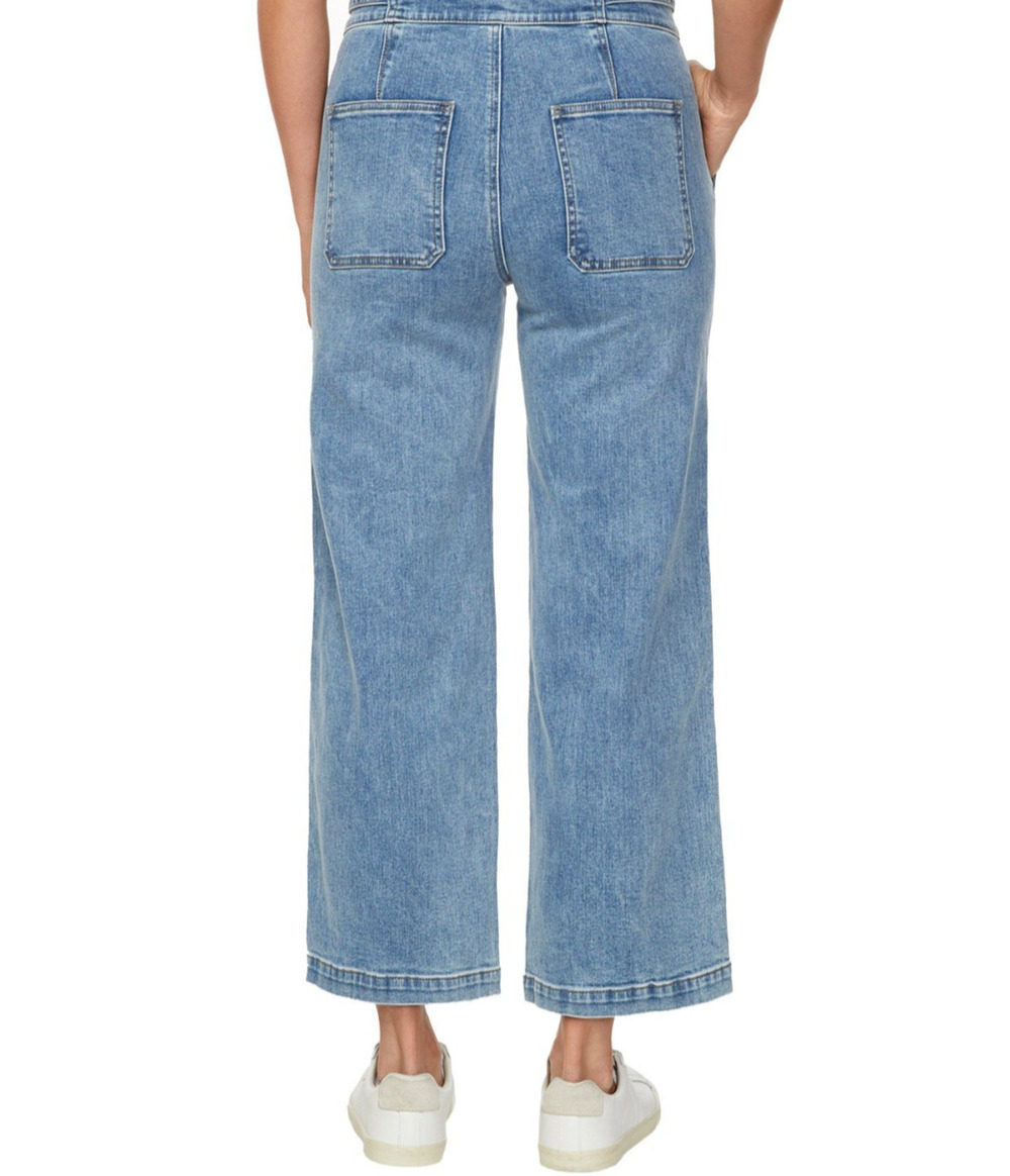 Hudson Wide Leg Jeans Women's Size 6 Front Seam Cropped Blue Denim Casual